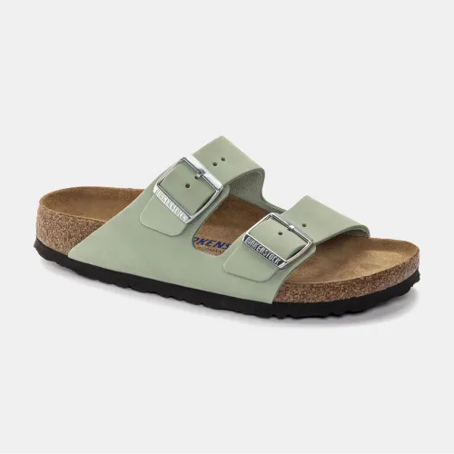 Birkenstock Arizona Nubuck Leather Soft Footbed Sandals Green (1024213)