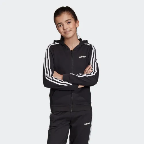 adidas Girl's Essentials 3-Stripes Full Zip Hoodie Black (EH6120)