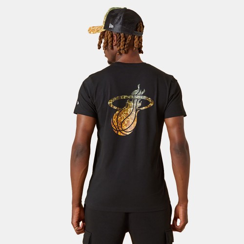 New Era Miami Heat NBA Team Colour Water Print Black T-Shirt (13083919)