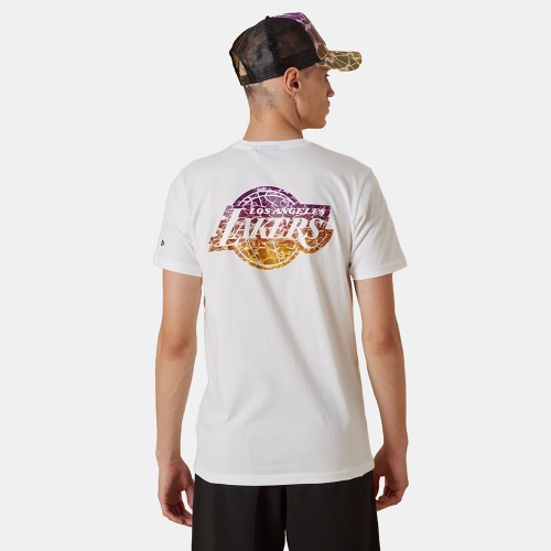 LA Lakers NBA Team Colour Water Print White T-Shirt (13083920)