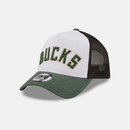 New Era Milwaukee Bucks Team Colour Block Trucker Cap White (60285238)
