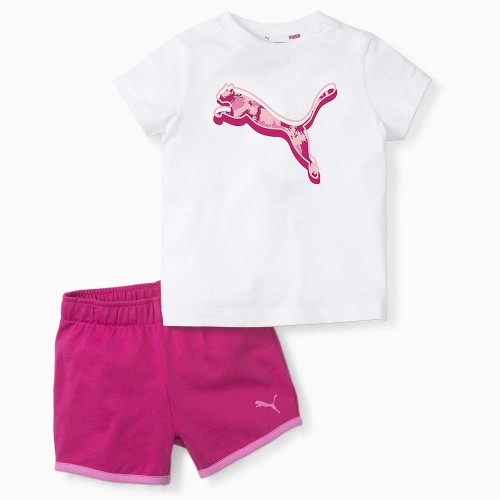 Puma Minicats Alpha Tee Αnd Shorts Infants Set White (847321-02)