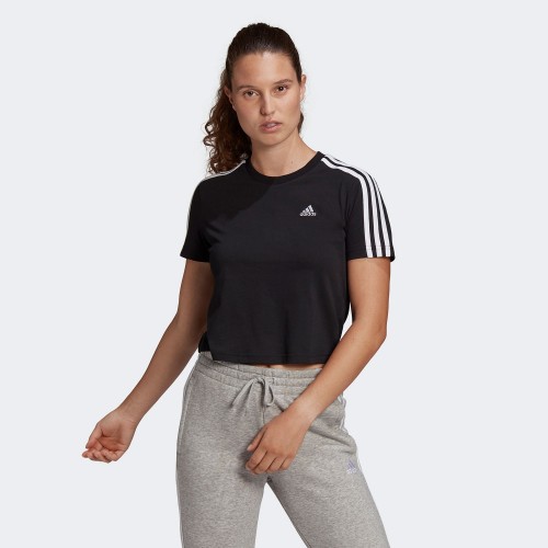 adidas Essentials Loose 3-Stripes Cropped T-Shirt Black (GL0777)
