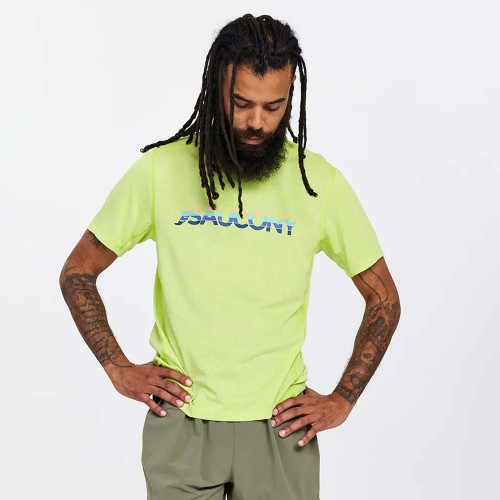 Saucony Stopwatch Graphic Running T-Shirt Green (SAM800280-ACLH)