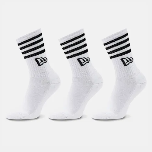 New Era Stripe 3 Pack Crew Socks White (13113626)