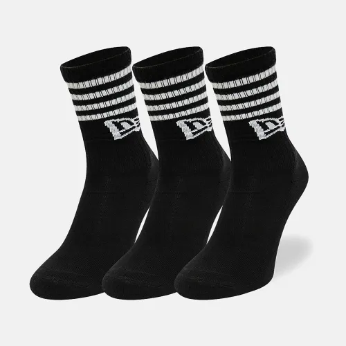 New Era Stripe 3 Pack Crew Socks Black (13113627)