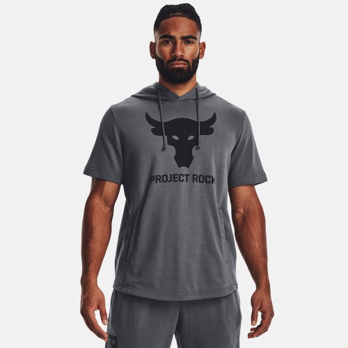Under Armour Project Rock Terry Short Sleeve Hoodie Grey (1377427-012)