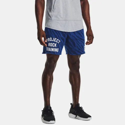 Under Armour Project Rock Rival Fleece Printed Shorts Blue (1377445-471)