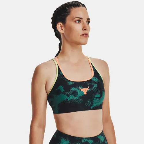 Project Rock Crossback Family Printed Sports Bra Green (1377953-722)