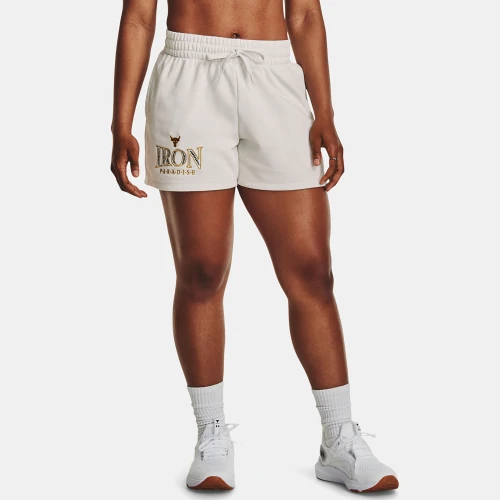 Under Armour Women's Project Rock Everyday Terry Shorts White (1380189-114)