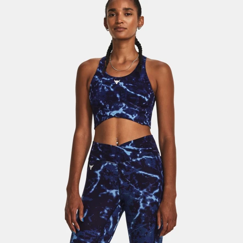Under Armour Women's Project Rock Lets Go Crossover Printed Top Blue (1380858-410)