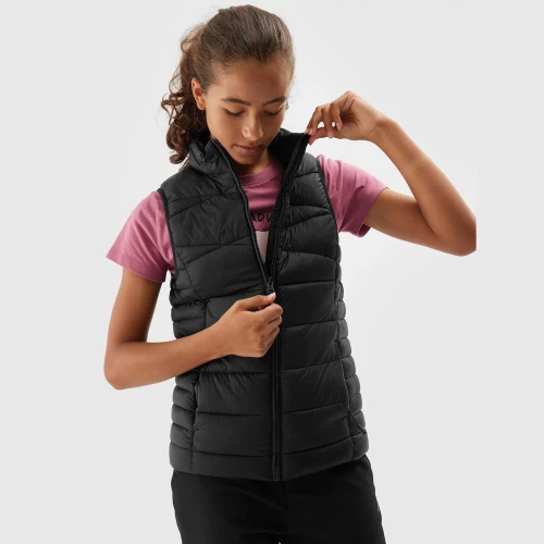 4F Girl's Synthetic-Fill Down Vest Jacket Black (4FJAW23TVJAF039-21S)