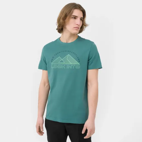 4F Men's Regular Organic Cotton Printed T-shirt Green (4FSS23TTSHM484-41S)