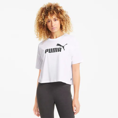 Puma Essentials Logo Cropped T-Shirt White (586866-02)
