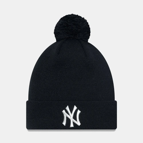 New Era New York Yankees Metallic Pom Black Womens Bobble Knit Beanie Hat (60364282)