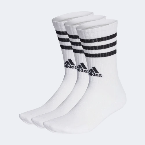 adidas 3-Stripes Cushioned Crew Socks 3 Pairs White (HT3458)