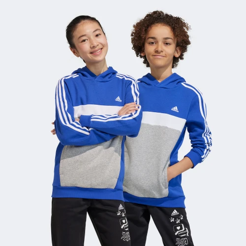 adidas Kids Tiberio 3-Stripes Colorblock Fleece Hoodie Blue (IB4087)