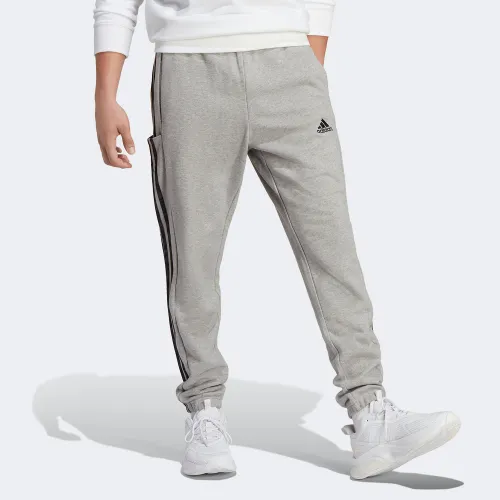 adidas Essentials French Terry Tapered Elastic Cuff 3-Stripes Joggers Grey (IC0054)