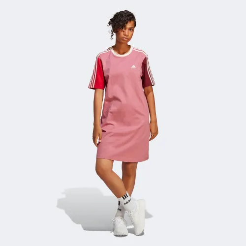 adidas Essentials 3-Stripes Single Jersey Boyfriend Tee Dress Pink (IC1461)
