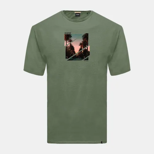 Rebase Men’s Printed T-Shirt (RTS-025-DK KHAKI)