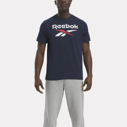 Reebok Identity Big Stacked Logo T-Shirt Blue (100071176)