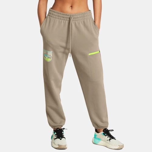 Under Armour Women's Project Rock Heavyweight Terry Pants Brown (1383305-203)