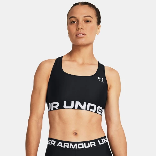 Under Armour Women's HeatGear Armour Mid Branded Sports Bra Black (1383544-001)