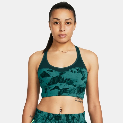 Under Armour Women's Project Rock Infinity Let's Go LL Printed Bra Green (1384161-722)