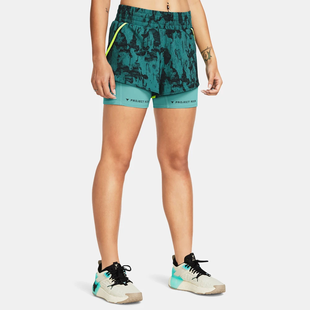UNDER ARMOUR PROJECT ROCK LEG DAY FLEX PRINTED WOVEN SHORTS