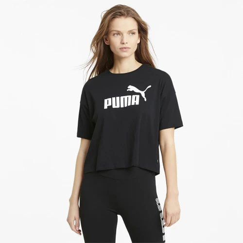 Puma Essentials Logo Cropped T-Shirt Black (586866-01)