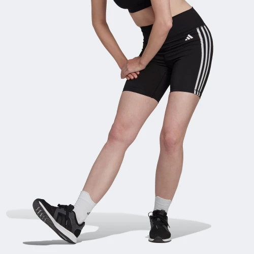 adidas Training Essentials 3-Stripes High-Waisted Short Leggings Black (HK9964)