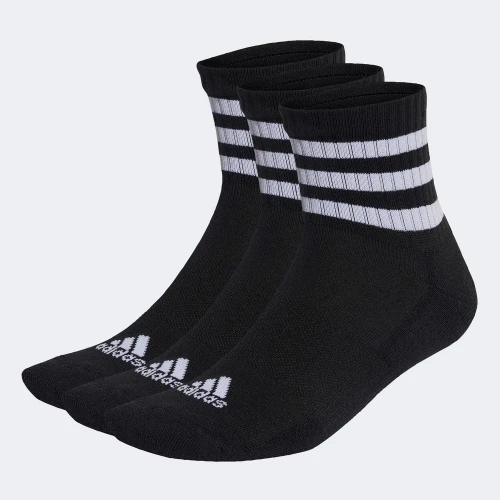 adidas 3-Stripes Cushioned Sportswear Mid-Cut Socks Black (IC1317)