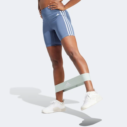 adidas Training Essentials 3-Stripes High-Waisted Short Leggings Blue (IS4208)