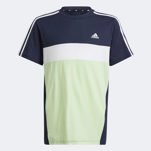 adidas Kids Tiberio 3-Stripes Colorblock Cotton T-Shirt Blue (IV5321)
