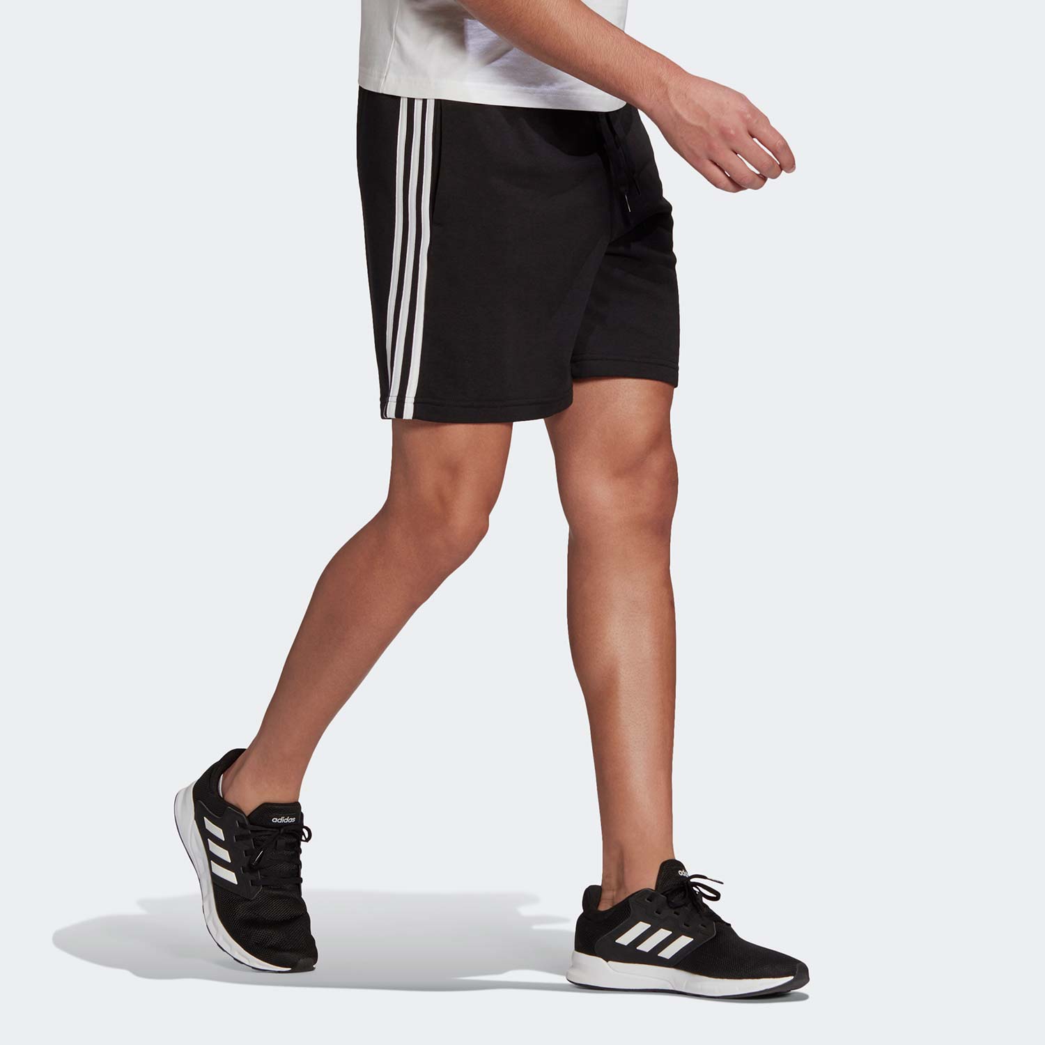 ESSENTIALS FRENCH TERRY 3-STRIPES SHORTS ΜΑΥΡΟ