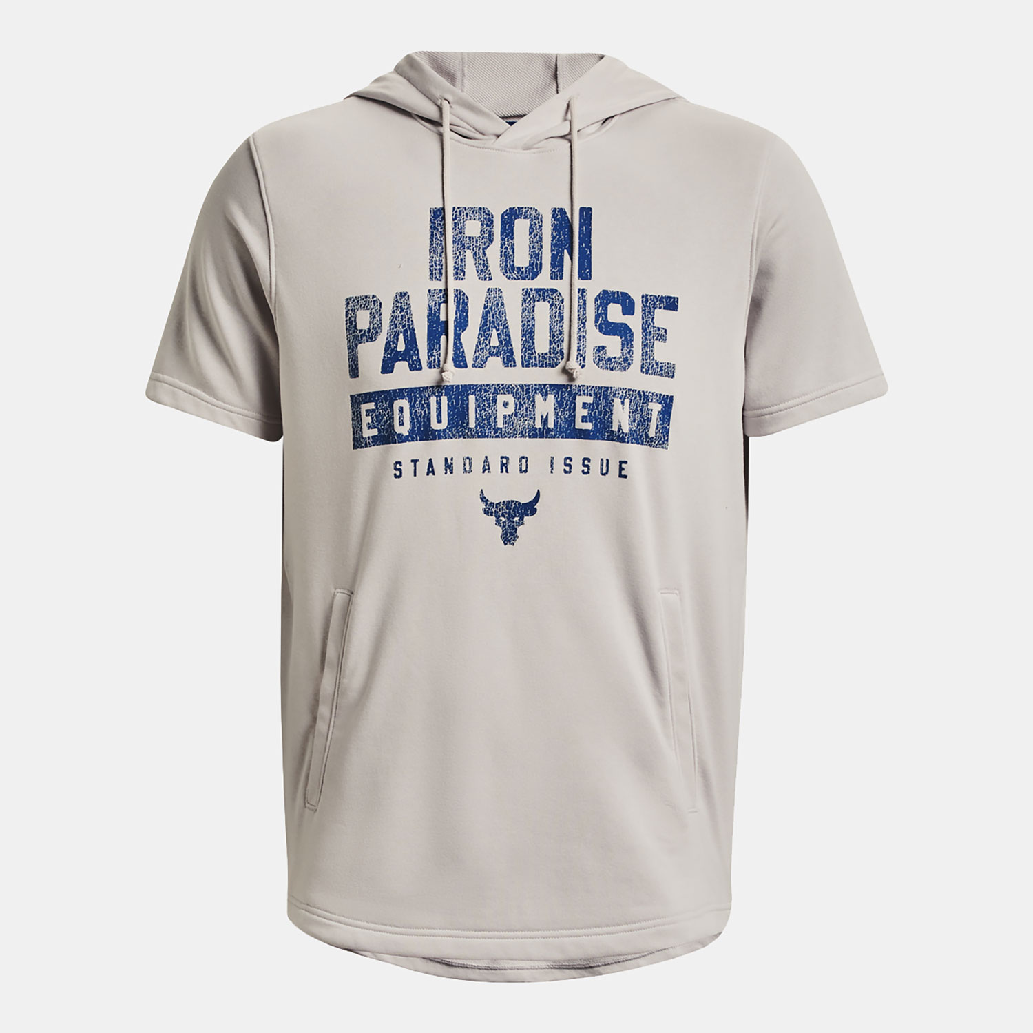 UNDER ARMOUR PROJECT ROCK TERRY SHORT SLEEVE HOODIE ΓΚΡΙ